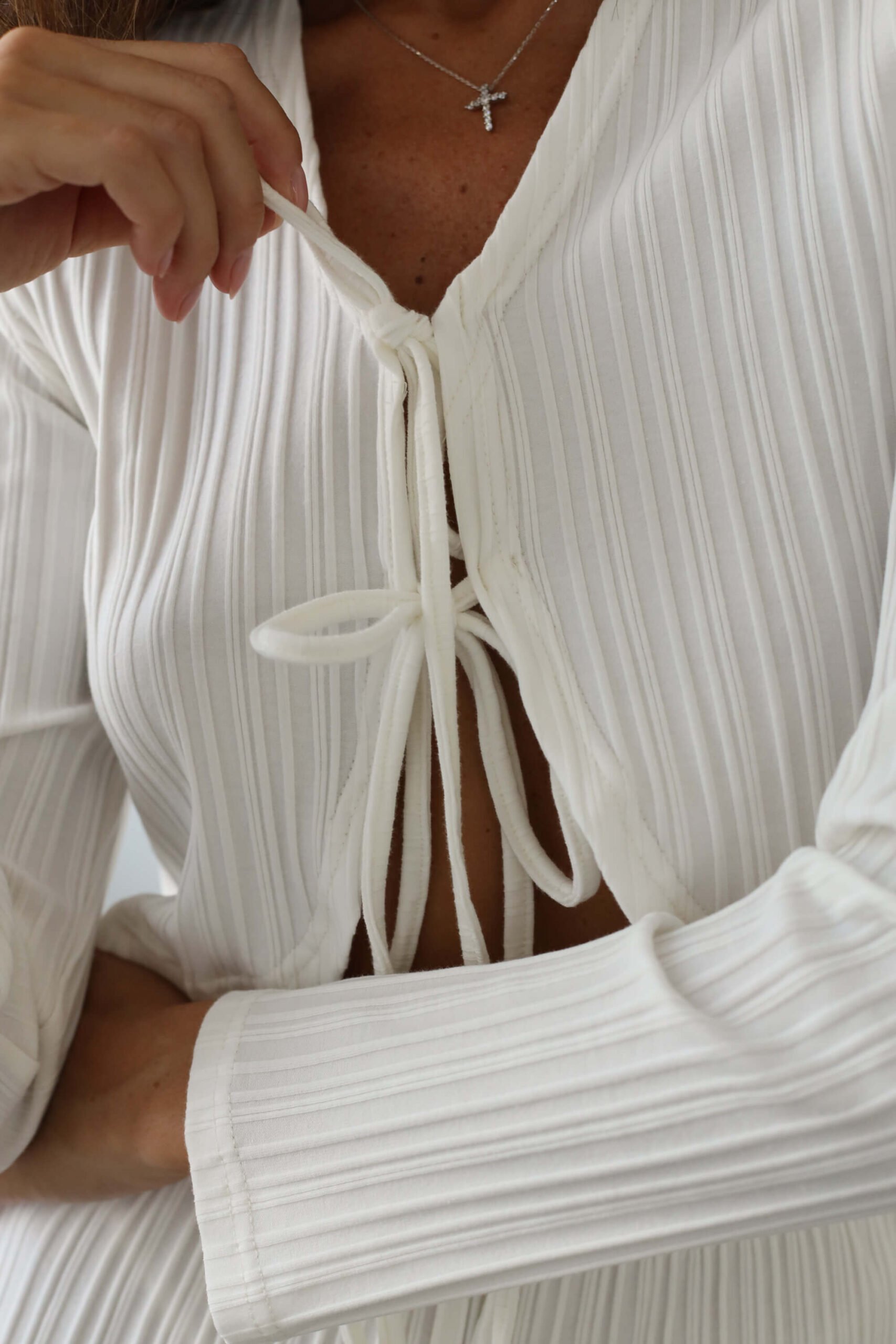 Кофта на зав'язках Cotton - Молочний, M-L