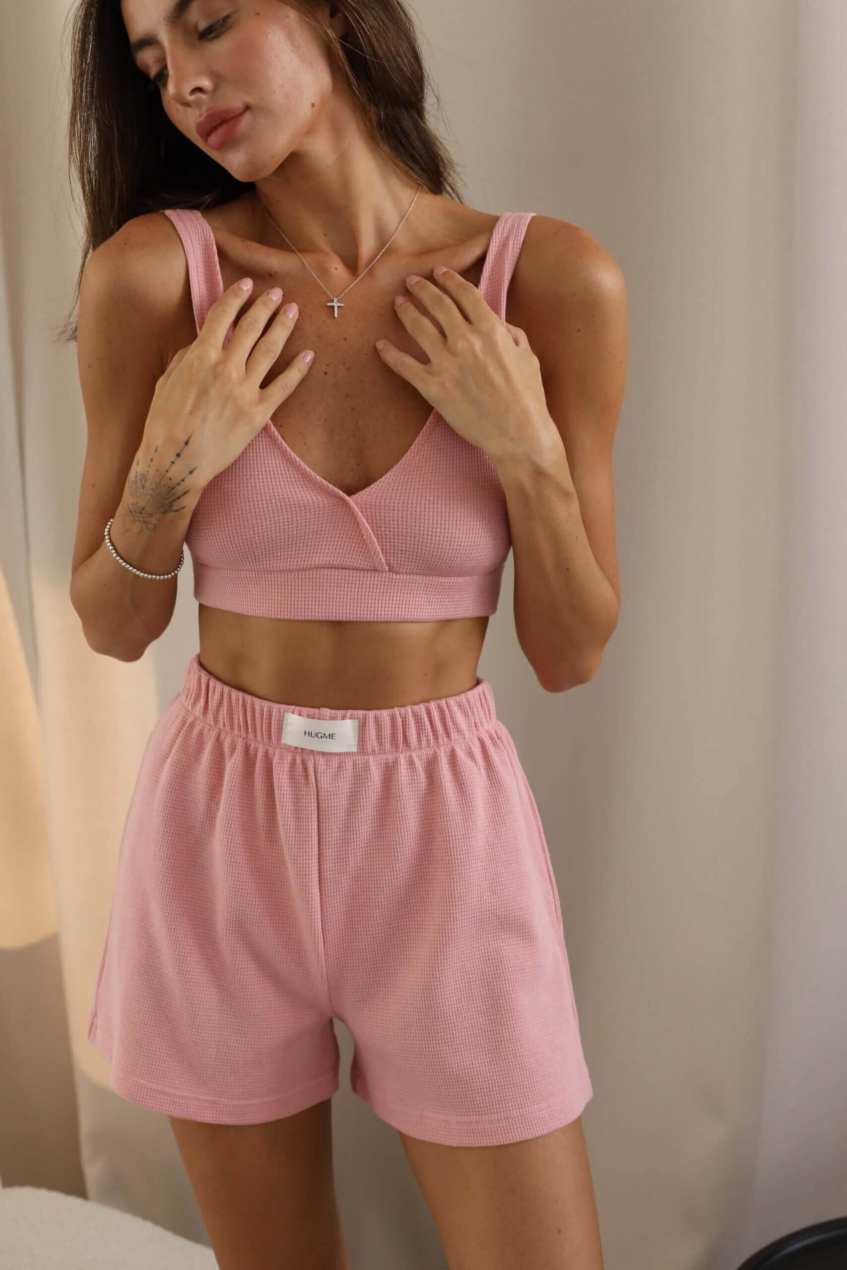 Топ Waffle - Рожевий, XXS